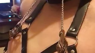 Slave with nipple clip & electro torture 3