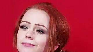English ginger babe tugs until facial cumshot