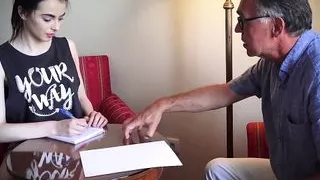 Old English teacher grandpa fucks skinny eastern teen