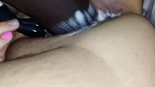 Slutwife cums moaning on 2 sex toys