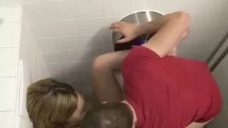 Caught and german college teens fuck on toilet at school