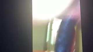 Blonde ride black dildo nice ass