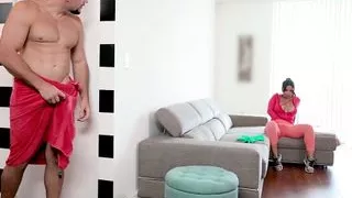 Buxom Latina housekeeper fucks doggy style with her boss