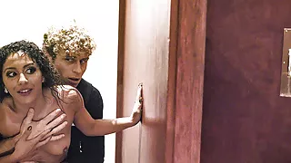 Slutty wife cheating with the waiter on their 5th jubilee