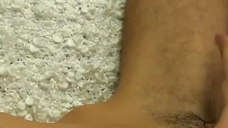 Skinny dude takes his undies off and wanks after interview