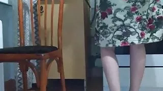 Under the table without panties