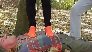 Femdom Fetish Girls trample slaves