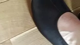 Black leather gymnastic slippers