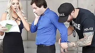 Her Cuckold Husband Gets Arrested but Her Pussy Saves Him