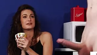 CFNM housewife instructs guy to jerkoff