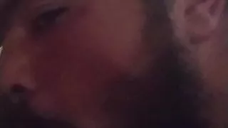 Puffing while I suck bosses cock