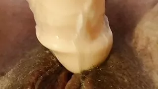 Hot hairy Dildo Action