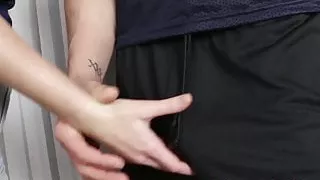 Stepsister banged on the table while stepdad watches footbal