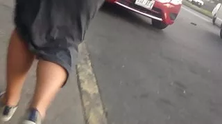 Pretty ass bouncing in grey dress