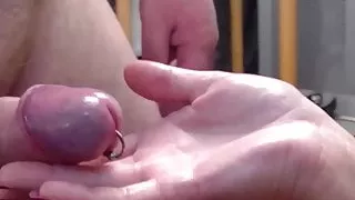 Busty mature lady sucking and fucking with two guys