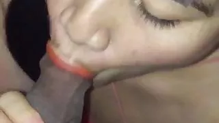 Thai slut sucking cock