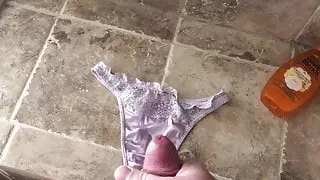 Cumming on Old School Second Skin Satin Thongs