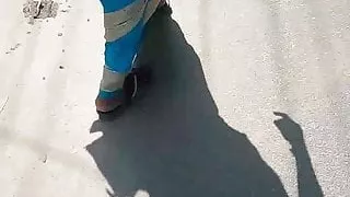 Satin Silk Saree Aunty