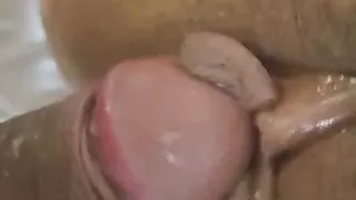 Rubbing his dick on her vagina