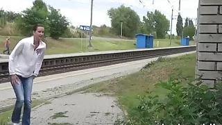 Crazy Czech girls are peeing in the middle of the city
