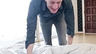 18yo Alice March fed jizz after perv stepdad fucking