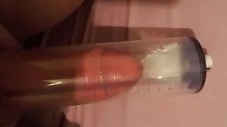 Cumshot inside the vacuum pump