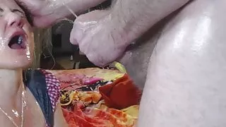 Slut's face covered in piss