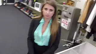Busty amateur slammed by greedy pawnshop keeper