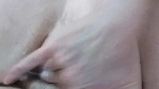 Pussy full of sperm and clitoris jerking