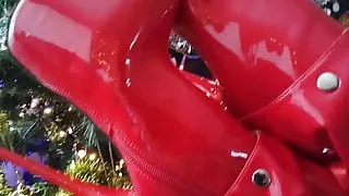 Lady L high heels red sexy boots.