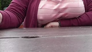 nipples and boobs in a pub garden