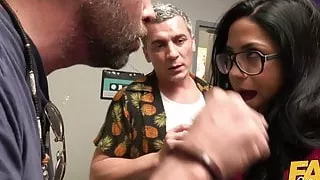 Fake Hostel Spanish couple cuckold girlfriend squirts