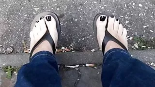 Black Toenail Polish on Perfect Feet