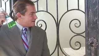 Busty brunette rides him in various positions