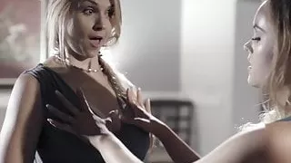 Busty step cousins have a hardcore threeway with hung guy