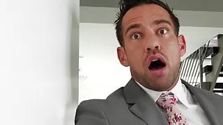 Big butt cutie gobbles massive cock and takes it from behind