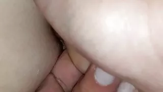 My finger in her hairy asshole