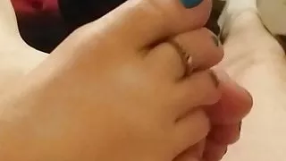 Sexy Blue Toes Footjob Part 1