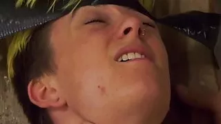 Female to male sub Olly Jackson strapped for toying