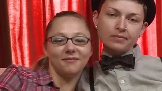 Fingered Maggie Mayhem shares dildo with dyke tomboy