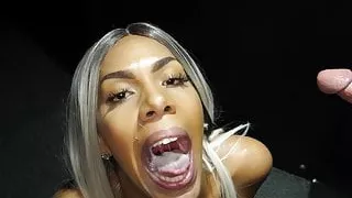 Tall Wife sucks 12 strangers cocks at the Gloryhole