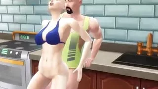 Sims 4 - Busty step mom gets creampied in the kitchen