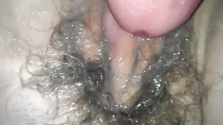 gf films boyfriend  fucking her hairy pussy