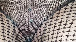 Alysha in fashion fishnet pantyhose