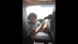 Ebony Chick Riding A Huge Dildo In Her Partner's Car