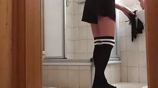 Nice ass with stockings and ass plug