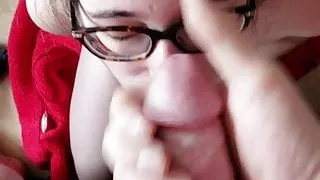 Young brunette wife sucks cock like a champ