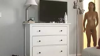 Wife getting ready for work.