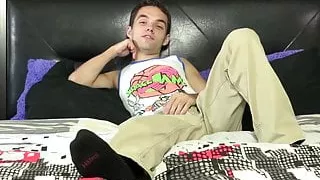 Young gay Marcus Rivers interviewed before anal play