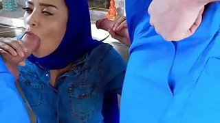 18yo Arab Maya Bijou throated and facial threesome